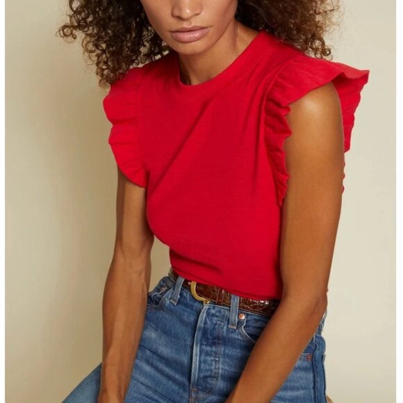 Nation LTD Tops - Nation LTD Red Ruffle Sleeve Tank Top